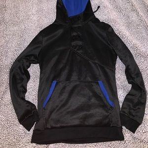 Black hoodie w/ Blue hood